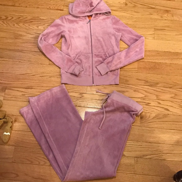 lilac velour tracksuit